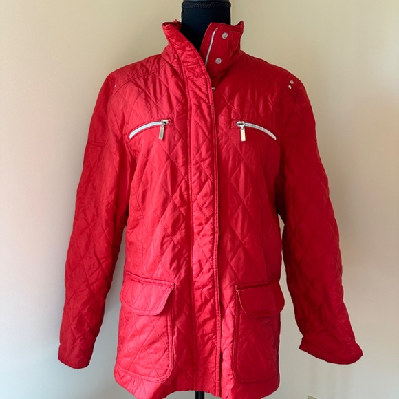 **CROFT & BARROW* Red x Silver Long Sleeve Zip-Up Jacket Size Large - Picture 1 of 7
